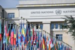 Flags in front of the United Nations office